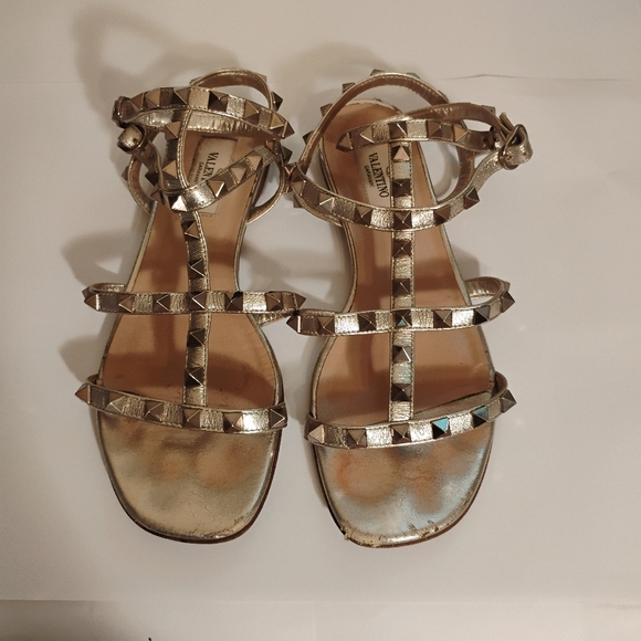 Valentino Rockstud Gladiator Metallic Cage Sandals Size 36 - Picture 1 of 15